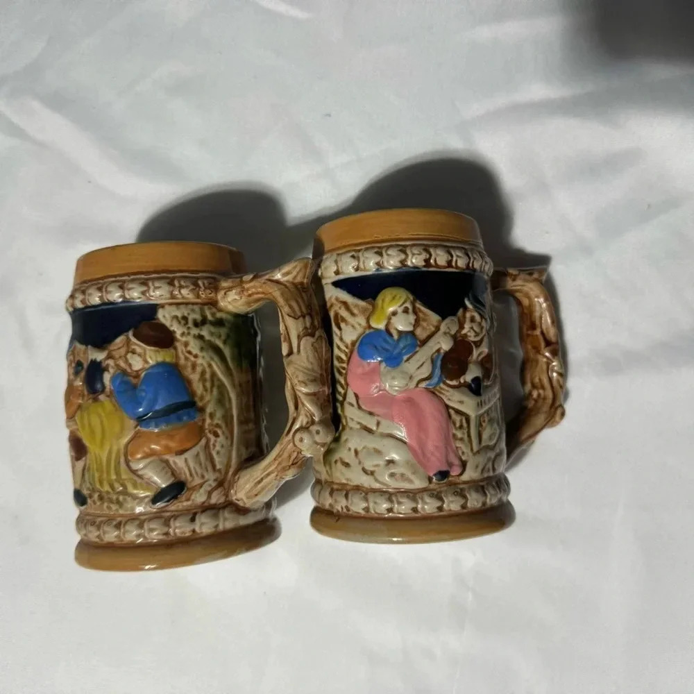 2 Ceramic  Germain-Inspired Beer Steins Made in Japan